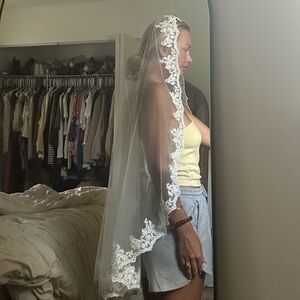 Elegant White Lace Veil from Etsy